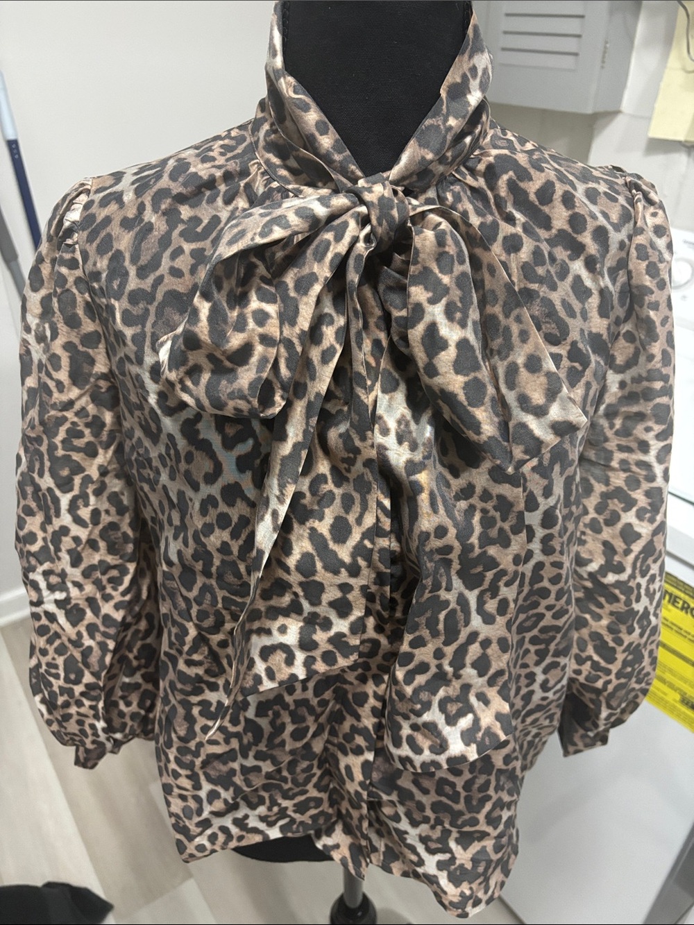 Loft Leopard Print Bow-Tie Blouse - Brown